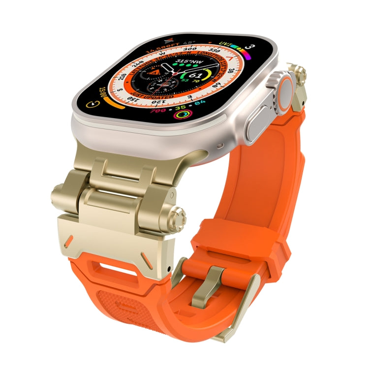 For Apple Watch Ultra 2 49mm Stainless Steel Connector TPU Watch Band(Gold Orange) - free shipping - PMC TechLife - Order now!