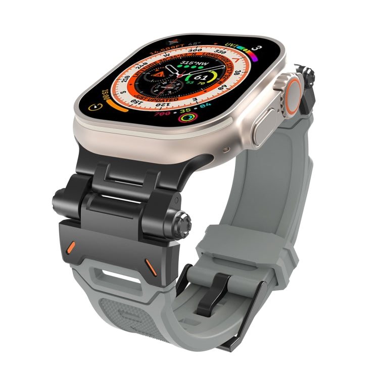 For Apple Watch Series 9 45mm Stainless Steel Connector TPU Watch Band(Black Grey) - free shipping - PMC TechLife - Order now!