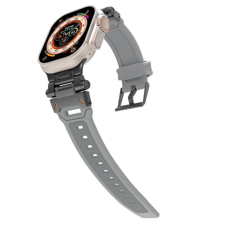 For Apple Watch Series 9 45mm Stainless Steel Connector TPU Watch Band(Black Grey) - free shipping - PMC TechLife - Order now!