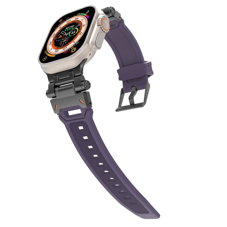 For Apple Watch Ultra 49mm Stainless Steel Connector TPU Watch Band(Black Purple) - free shipping - PMC TechLife - Order now!