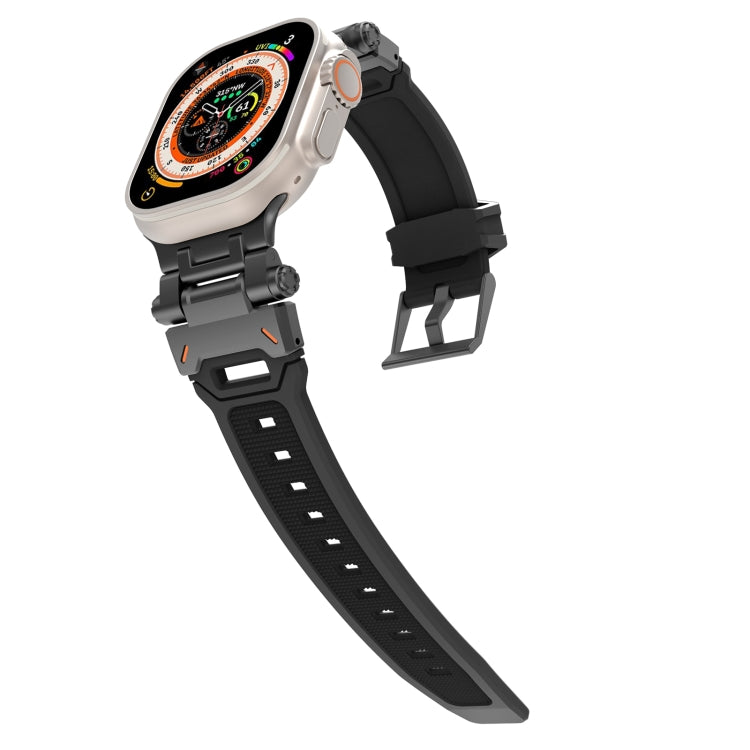 For Apple Watch Series 8 45mm Stainless Steel Connector TPU Watch Band(Black Black) - free shipping - PMC TechLife - Order now!
