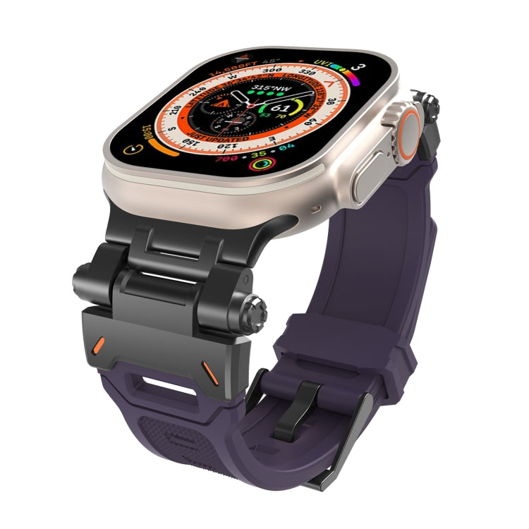 For Apple Watch Series 8 45mm Stainless Steel Connector TPU Watch Band(Black Purple) - free shipping - PMC TechLife - Order now!