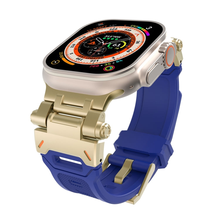 For Apple Watch Series 8 45mm Stainless Steel Connector TPU Watch Band(Gold Blue) - free shipping - PMC TechLife - Order now!