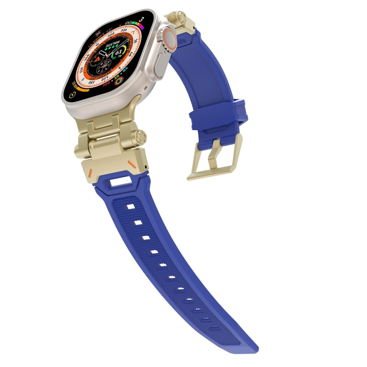 For Apple Watch Series 8 45mm Stainless Steel Connector TPU Watch Band(Gold Blue) - free shipping - PMC TechLife - Order now!