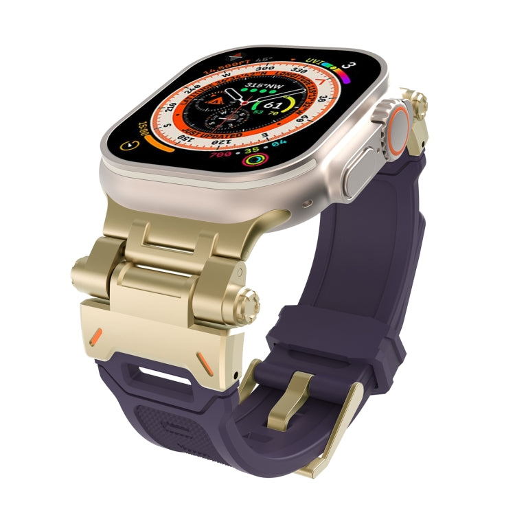 For Apple Watch Series 8 45mm Stainless Steel Connector TPU Watch Band(Gold Purple) - free shipping - PMC TechLife - Order now!