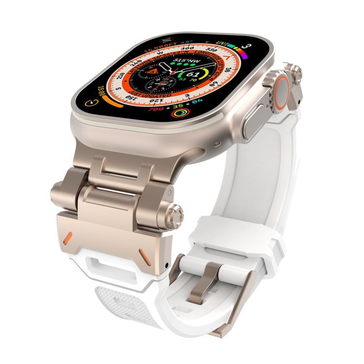 For Apple Watch Series 8 45mm Stainless Steel Connector TPU Watch Band(Titanium White) - free shipping - PMC TechLife - Order now!