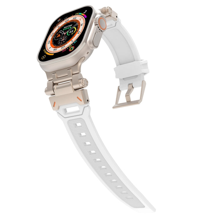 For Apple Watch Series 8 45mm Stainless Steel Connector TPU Watch Band(Titanium White) - free shipping - PMC TechLife - Order now!