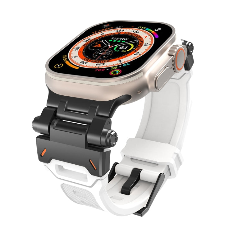 For Apple Watch SE 2022 44mm Stainless Steel Connector TPU Watch Band(Black White) - free shipping - PMC TechLife - Order now!
