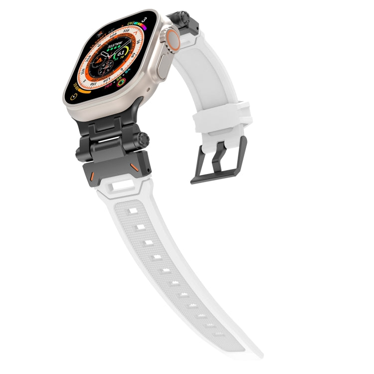 For Apple Watch SE 2022 44mm Stainless Steel Connector TPU Watch Band(Black White) - free shipping - PMC TechLife - Order now!