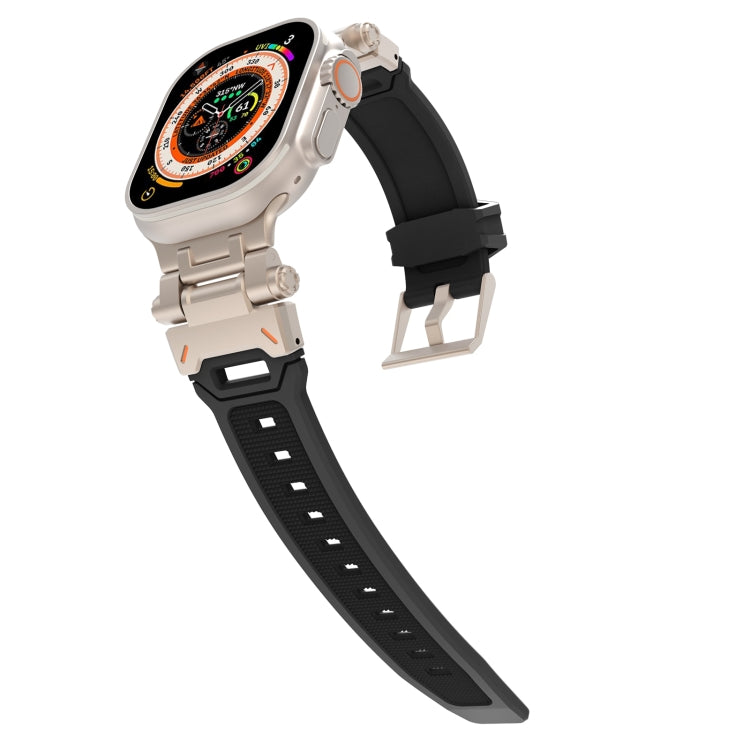 For Apple Watch SE 2022 44mm Stainless Steel Connector TPU Watch Band(Titanium Black) - free shipping - PMC TechLife - Order now!