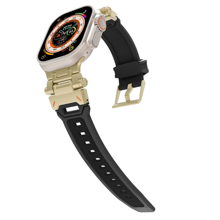 For Apple Watch Series 7 45mm Stainless Steel Connector TPU Watch Band(Gold Black) - free shipping - PMC TechLife - Order now!