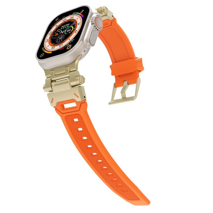 For Apple Watch Series 7 45mm Stainless Steel Connector TPU Watch Band(Gold Orange) - free shipping - PMC TechLife - Order now!