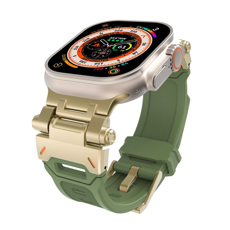 For Apple Watch Series 7 45mm Stainless Steel Connector TPU Watch Band(Gold Green) - free shipping - PMC TechLife - Order now!