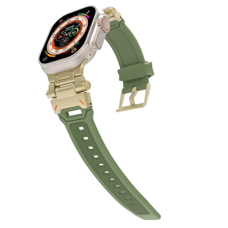 For Apple Watch Series 7 45mm Stainless Steel Connector TPU Watch Band(Gold Green) - free shipping - PMC TechLife - Order now!
