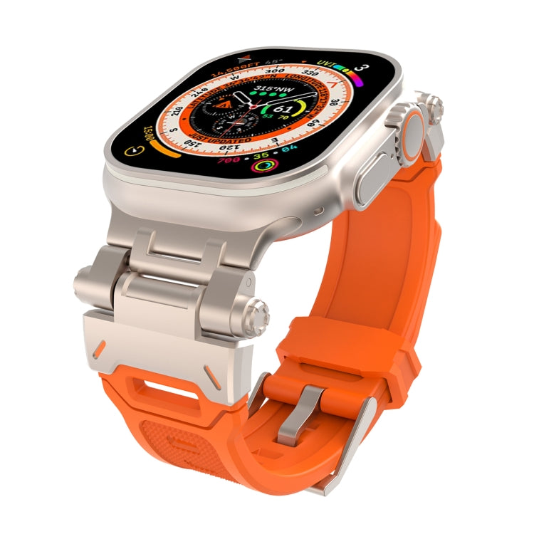 For Apple Watch Series 7 45mm Stainless Steel Connector TPU Watch Band(Titanium Orange) - free shipping - PMC TechLife - Order now!