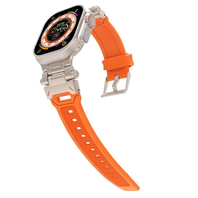 For Apple Watch Series 7 45mm Stainless Steel Connector TPU Watch Band(Titanium Orange) - free shipping - PMC TechLife - Order now!