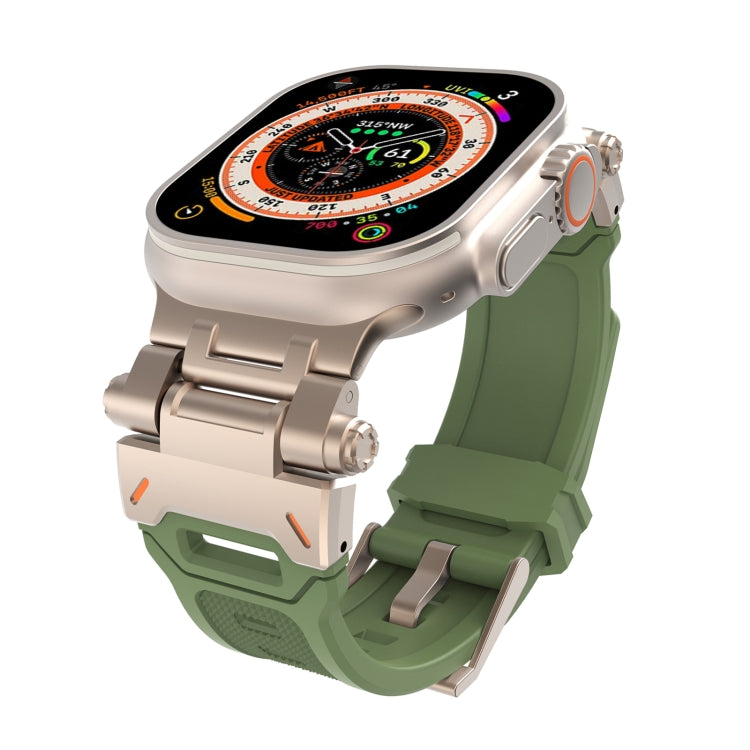 For Apple Watch Series 7 45mm Stainless Steel Connector TPU Watch Band(Titanium Green) - free shipping - PMC TechLife - Order now!