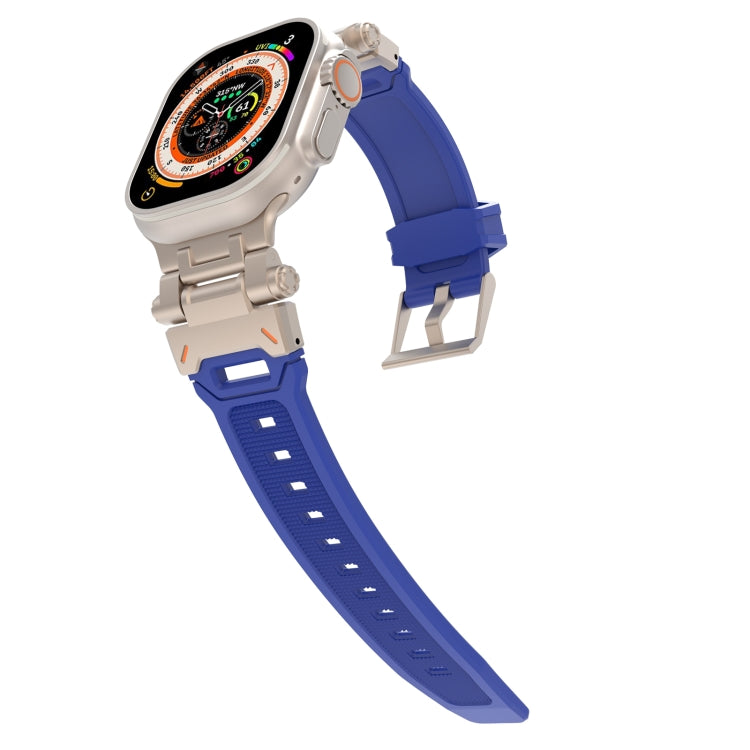 For Apple Watch Series 7 45mm Stainless Steel Connector TPU Watch Band(Titanium Blue) - free shipping - PMC TechLife - Order now!