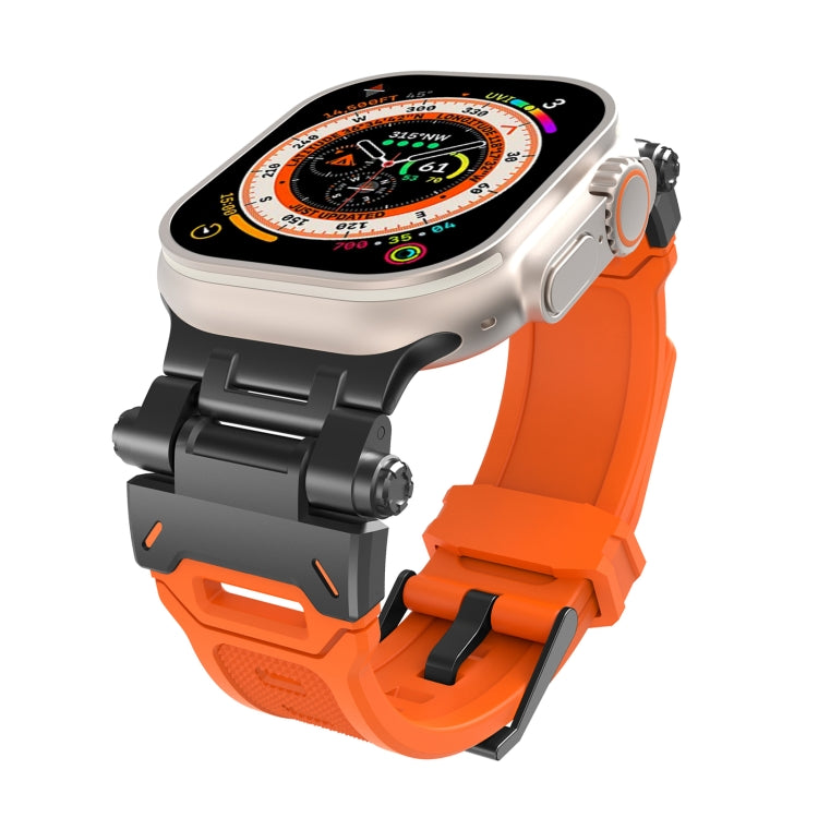 For Apple Watch SE 44mm Stainless Steel Connector TPU Watch Band(Black Orange) - free shipping - PMC TechLife - Order now!