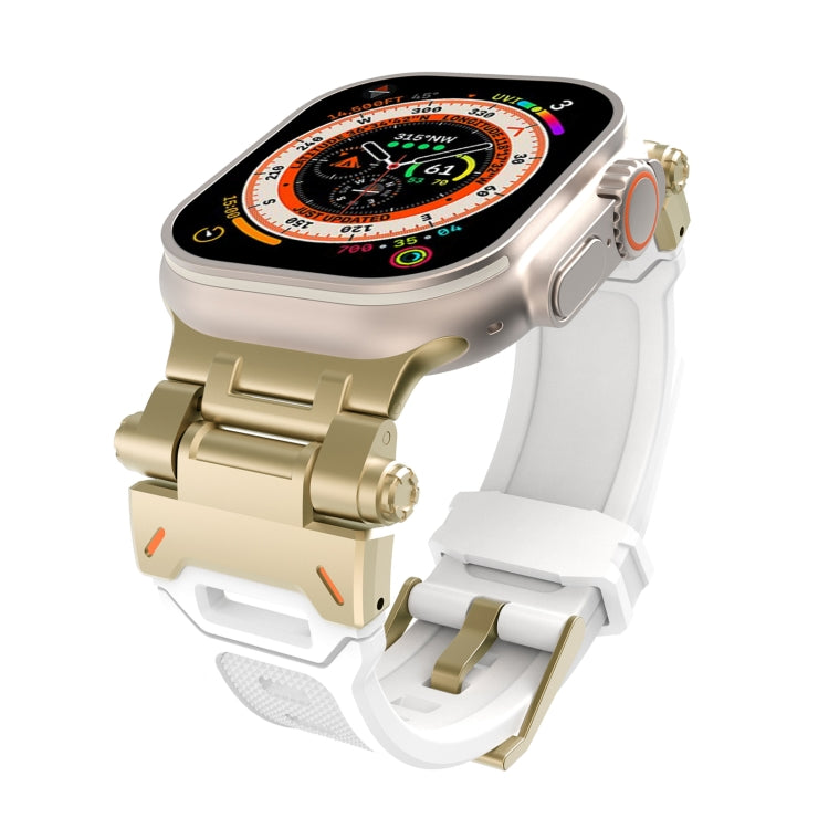 For Apple Watch Series 5 44mm Stainless Steel Connector TPU Watch Band(Gold White) - free shipping - PMC TechLife - Order now!