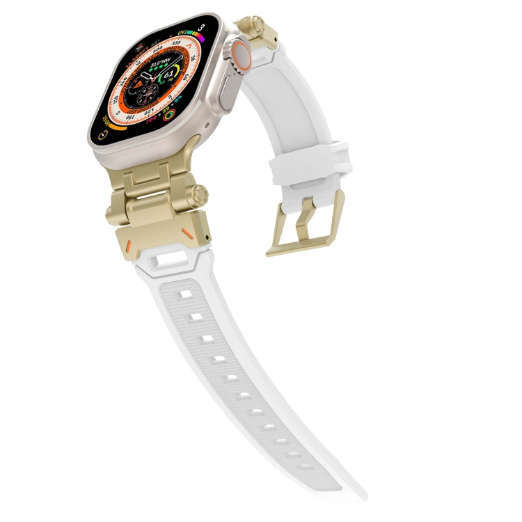 For Apple Watch Series 5 44mm Stainless Steel Connector TPU Watch Band(Gold White) - free shipping - PMC TechLife - Order now!