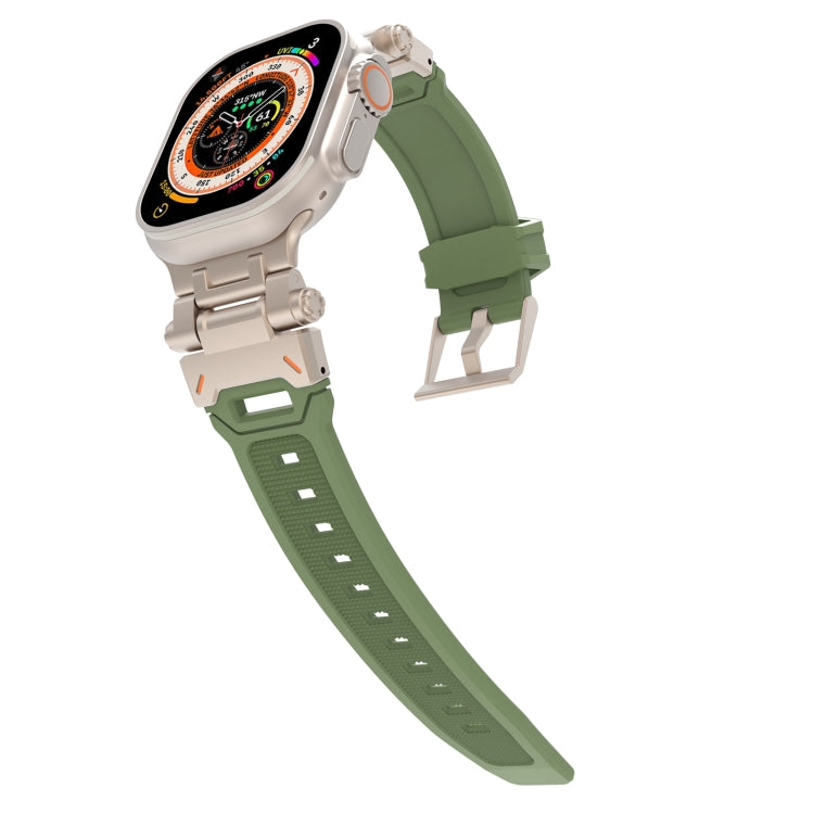For Apple Watch Series 5 44mm Stainless Steel Connector TPU Watch Band(Titanium Green) - free shipping - PMC TechLife - Order now!