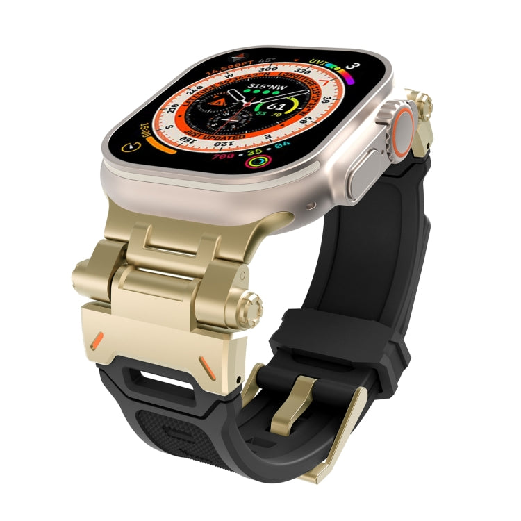 For Apple Watch Series 4 44mm Stainless Steel Connector TPU Watch Band(Gold Black) - free shipping - PMC TechLife - Order now!