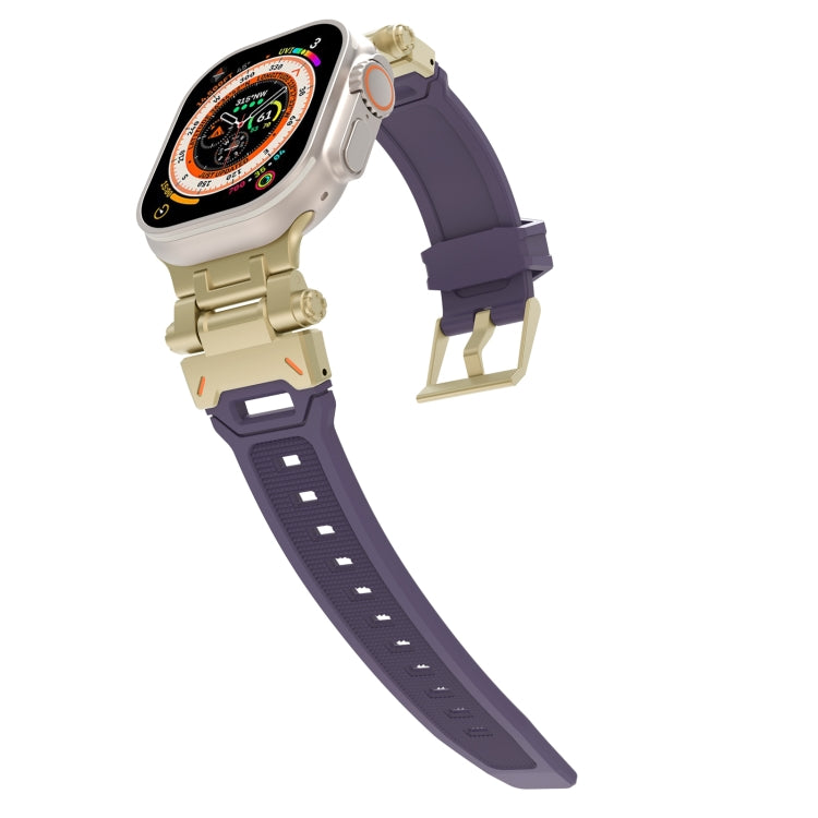 For Apple Watch Series 4 44mm Stainless Steel Connector TPU Watch Band(Gold Purple) - free shipping - PMC TechLife - Order now!
