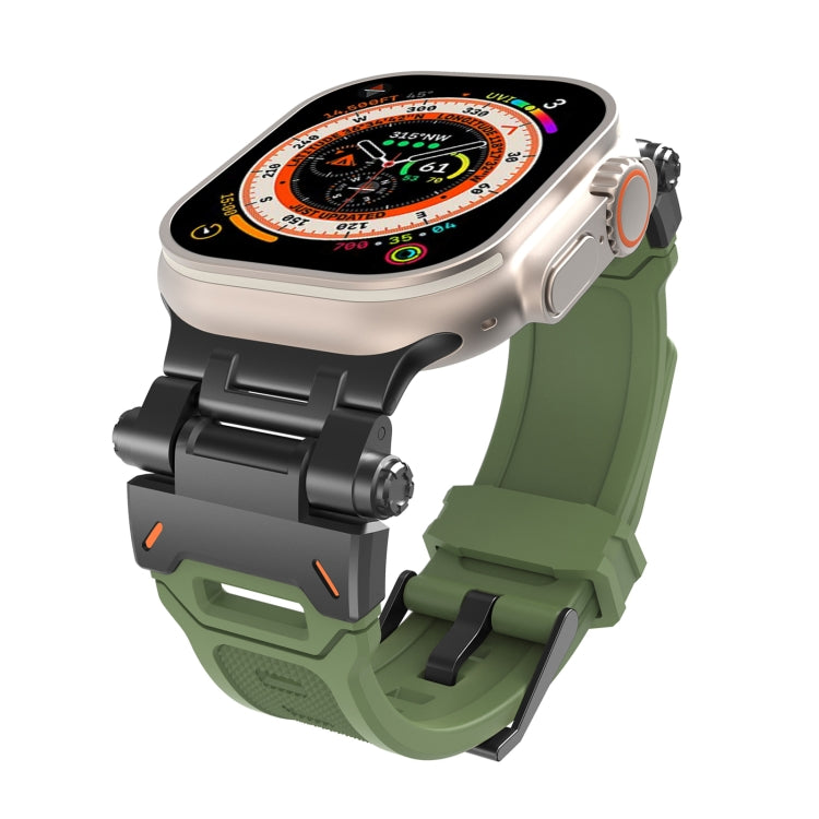 For Apple Watch 42mm Stainless Steel Connector TPU Watch Band(Black Green) - free shipping - PMC TechLife - Order now!
