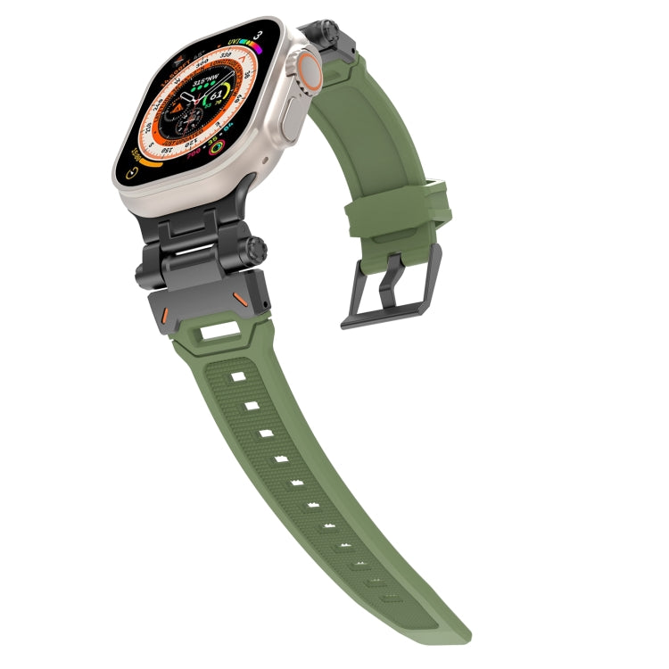 For Apple Watch 42mm Stainless Steel Connector TPU Watch Band(Black Green) - free shipping - PMC TechLife - Order now!
