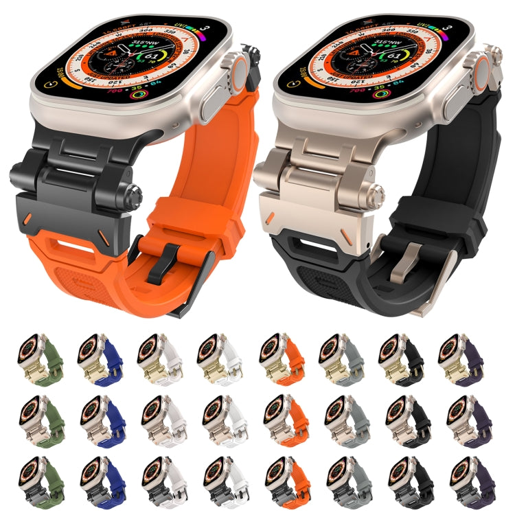 For Apple Watch Series 6 44mm Stainless Steel Connector TPU Watch Band(Black Blue) - free shipping - PMC TechLife - Order now!
