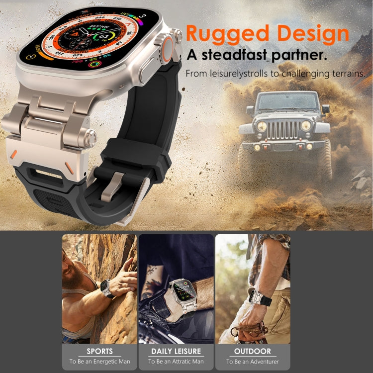 For Apple Watch Series 6 44mm Stainless Steel Connector TPU Watch Band(Black Blue) - free shipping - PMC TechLife - Order now!