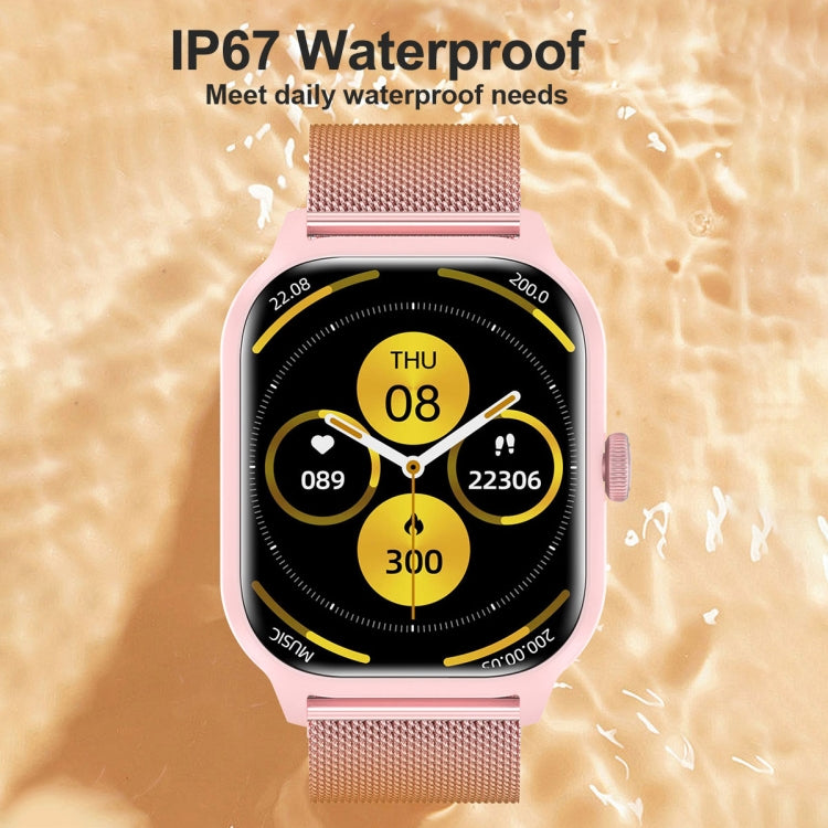 LEMFO LT10 2.01 inch TFT Screen Smart Watch Supports Bluetooth Call / Health Monitoring, Steel Strap(Pink) - Smart Watches by LEMFO | Online Shopping South Africa | PMC TechLife | Buy Now Pay Later Mobicred