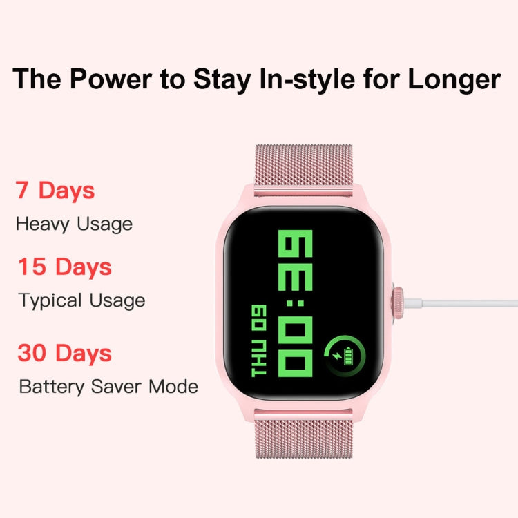 LEMFO LT10 2.01 inch TFT Screen Smart Watch Supports Bluetooth Call / Health Monitoring, Steel Strap(Pink) - Smart Watches by LEMFO | Online Shopping South Africa | PMC TechLife | Buy Now Pay Later Mobicred