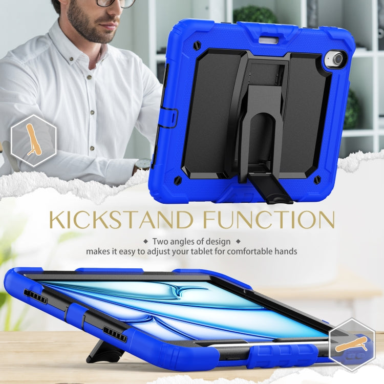 For iPad Air 11 2025 / 2024 Silicone Hydric PC Tablet Case with Shoulder Strap & Holder(Blue) - iPad Air 11 2025 / 2024 Cases by PMC TechLife | Online Shopping South Africa | PMC TechLife | Buy Now Pay Later Mobicred