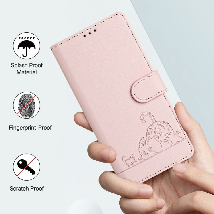 For Blackview A52 Cat Rat Embossed Pattern RFID Leather Phone Case with Lanyard(Pink) - More Brand by PMC TechLife | Online Shopping South Africa | PMC TechLife | Buy Now Pay Later Mobicred