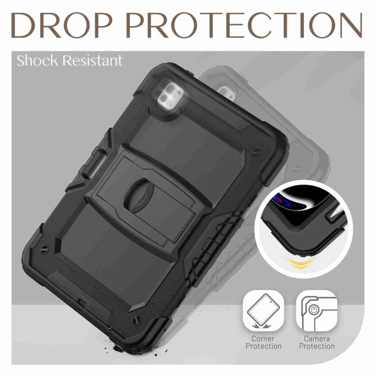 For iPad Pro 11 2024 Silicone Hydric PC Tablet Case with Shoulder Strap & Holder(Black) - free shipping - PMC TechLife - Order now!