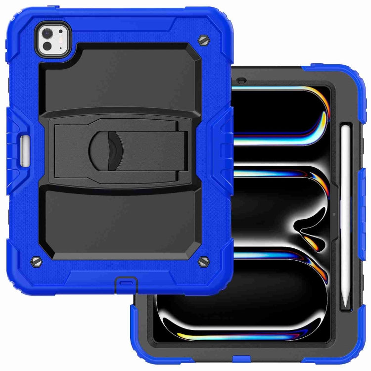 For iPad Pro 11 2024 Silicone Hydric PC Tablet Case with Shoulder Strap & Holder(Blue) - iPad Pro 11 2024 Cases by PMC TechLife | Online Shopping South Africa | PMC TechLife | Buy Now Pay Later Mobicred