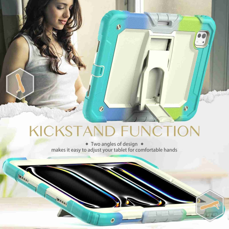 For iPad Pro 11 2024 Silicone Hydric PC Tablet Case with Shoulder Strap & Holder(Camouflage Light Blue) - iPad Pro 11 2024 Cases by PMC TechLife | Online Shopping South Africa | PMC TechLife | Buy Now Pay Later Mobicred