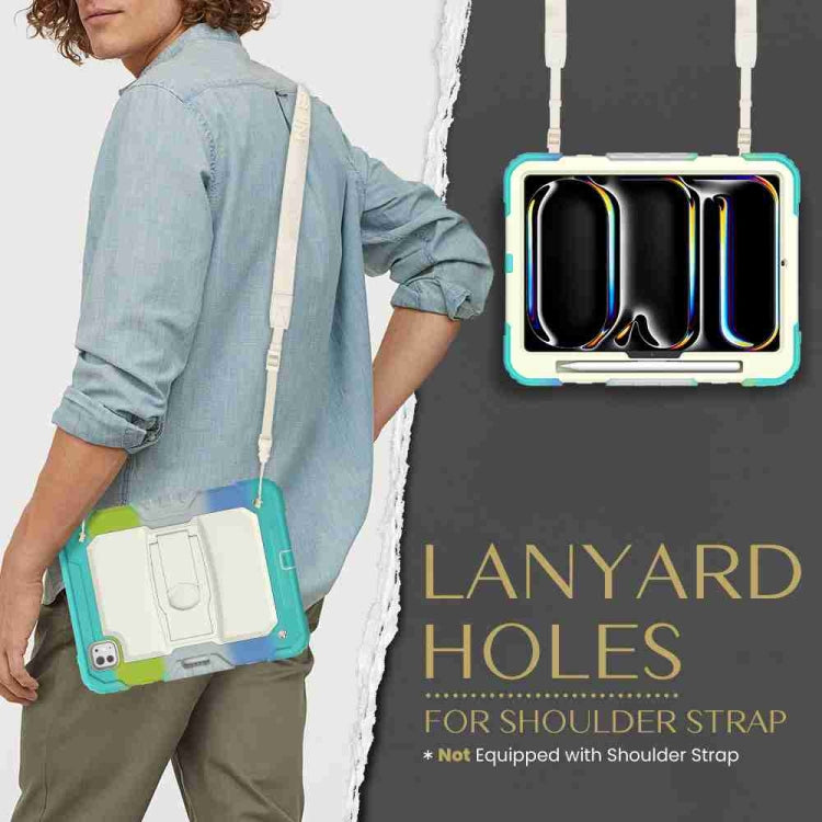 For iPad Pro 11 2024 Silicone Hydric PC Tablet Case with Shoulder Strap & Holder(Camouflage Light Blue) - iPad Pro 11 2024 Cases by PMC TechLife | Online Shopping South Africa | PMC TechLife | Buy Now Pay Later Mobicred