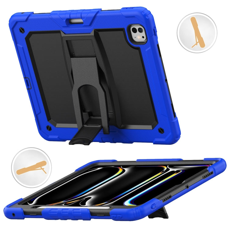 For iPad Pro 13 2024 Silicone Hydric PC Tablet Case with Shoulder Strap & Holder(Blue) - iPad Pro 13 2024 Cases by PMC TechLife | Online Shopping South Africa | PMC TechLife | Buy Now Pay Later Mobicred