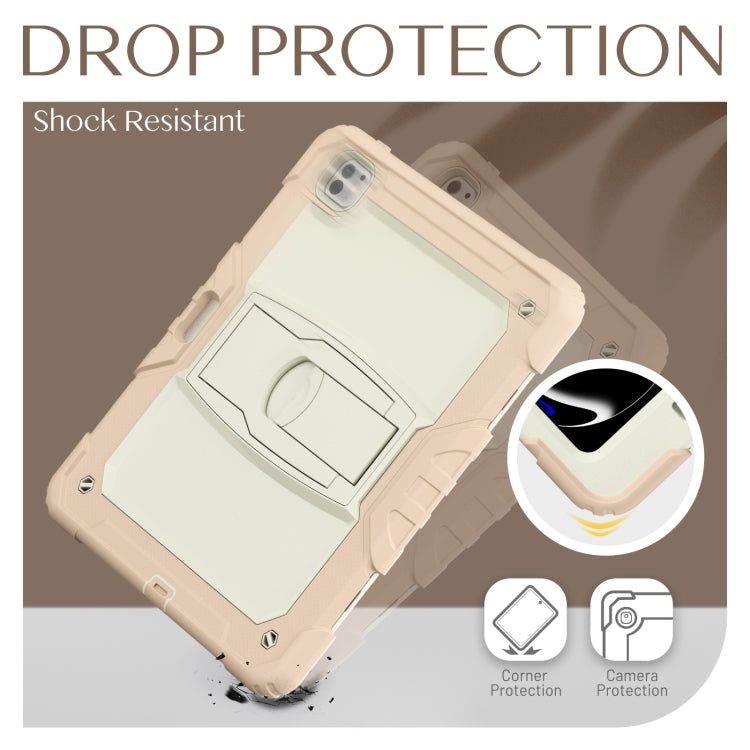 For iPad Pro 13 2024 Silicone Hydric PC Tablet Case with Shoulder Strap & Holder(Beige Rose Gold) - iPad Pro 13 2024 Cases by PMC TechLife | Online Shopping South Africa | PMC TechLife | Buy Now Pay Later Mobicred