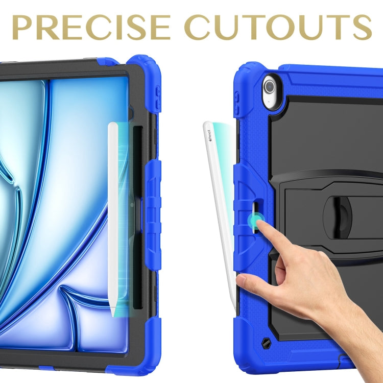 For iPad Air 13 2025 / 2024 Silicone Hydric PC Tablet Case with Shoulder Strap & Holder(Blue) - iPad Air 13 2025 / 2024 Cases by PMC TechLife | Online Shopping South Africa | PMC TechLife | Buy Now Pay Later Mobicred