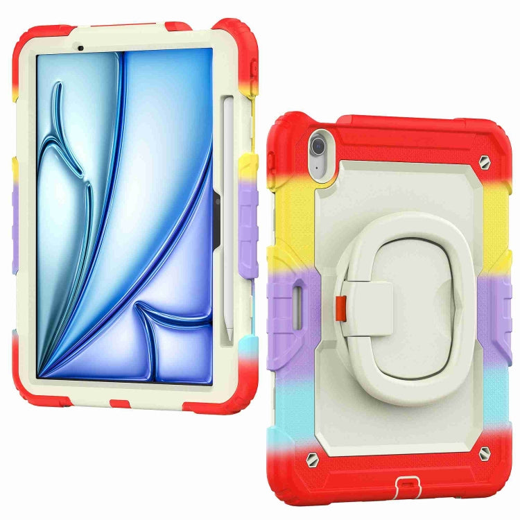 For iPad Air 11 2025 / 2024 Handle Silicone Hydric PC Tablet Case with Shoulder Strap(Rainbow Red) - free shipping - PMC TechLife - Order now!