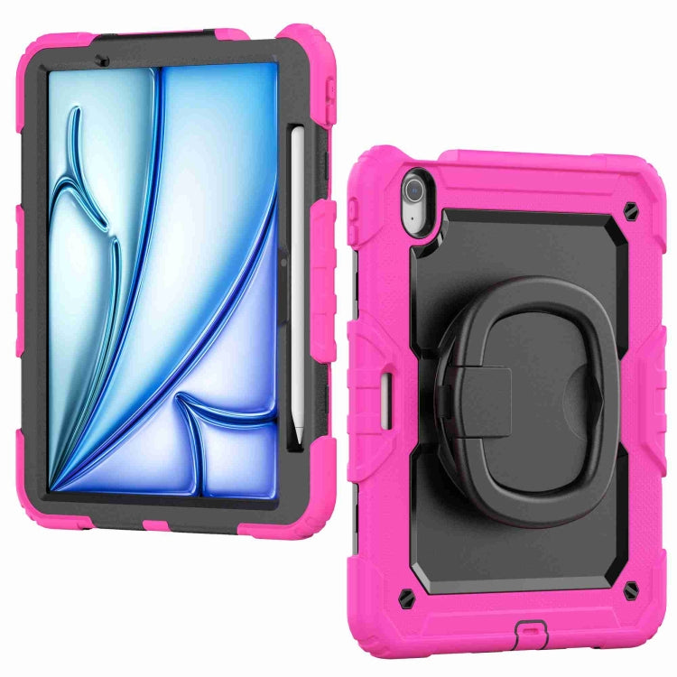 For iPad Air 11 2024 Handle Silicone Hydric PC Tablet Case with Shoulder Strap(Rose Red) - iPad Air 11 2024 Cases by PMC TechLife | Online Shopping South Africa | PMC TechLife | Buy Now Pay Later Mobicred
