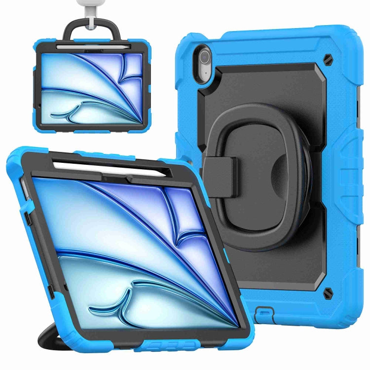 For iPad Air 11 2025 / 2024 Handle Silicone Hydric PC Tablet Case with Shoulder Strap(Light Blue) - free shipping - PMC TechLife - Order now!