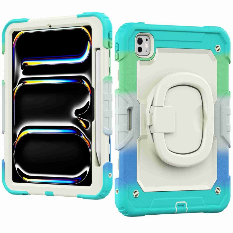 For iPad Pro 11 2024 Handle Silicone Hydric PC Tablet Case with Shoulder Strap(Camouflage Light Blue) - free shipping - PMC TechLife - Order now!