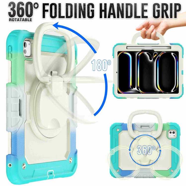 For iPad Pro 11 2024 Handle Silicone Hydric PC Tablet Case with Shoulder Strap(Camouflage Light Blue) - free shipping - PMC TechLife - Order now!