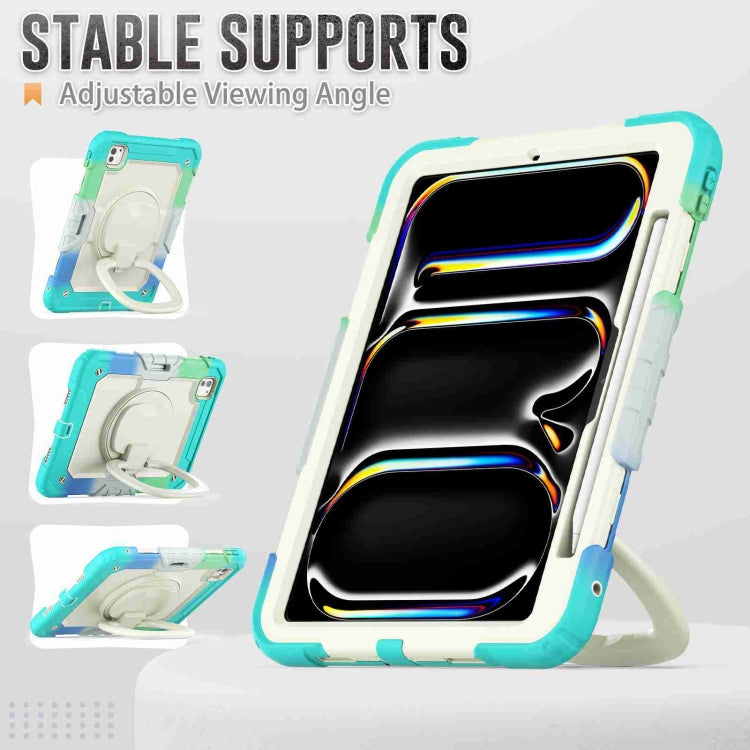 For iPad Pro 11 2024 Handle Silicone Hydric PC Tablet Case with Shoulder Strap(Camouflage Light Blue) - free shipping - PMC TechLife - Order now!