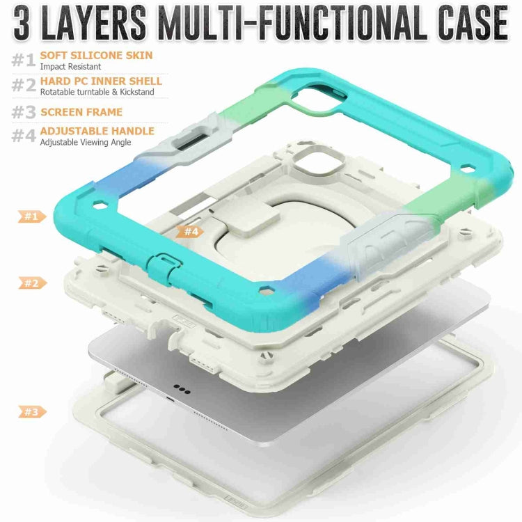 For iPad Pro 11 2024 Handle Silicone Hydric PC Tablet Case with Shoulder Strap(Camouflage Light Blue) - free shipping - PMC TechLife - Order now!